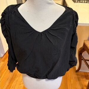 Astr Black V-Neck Blouse